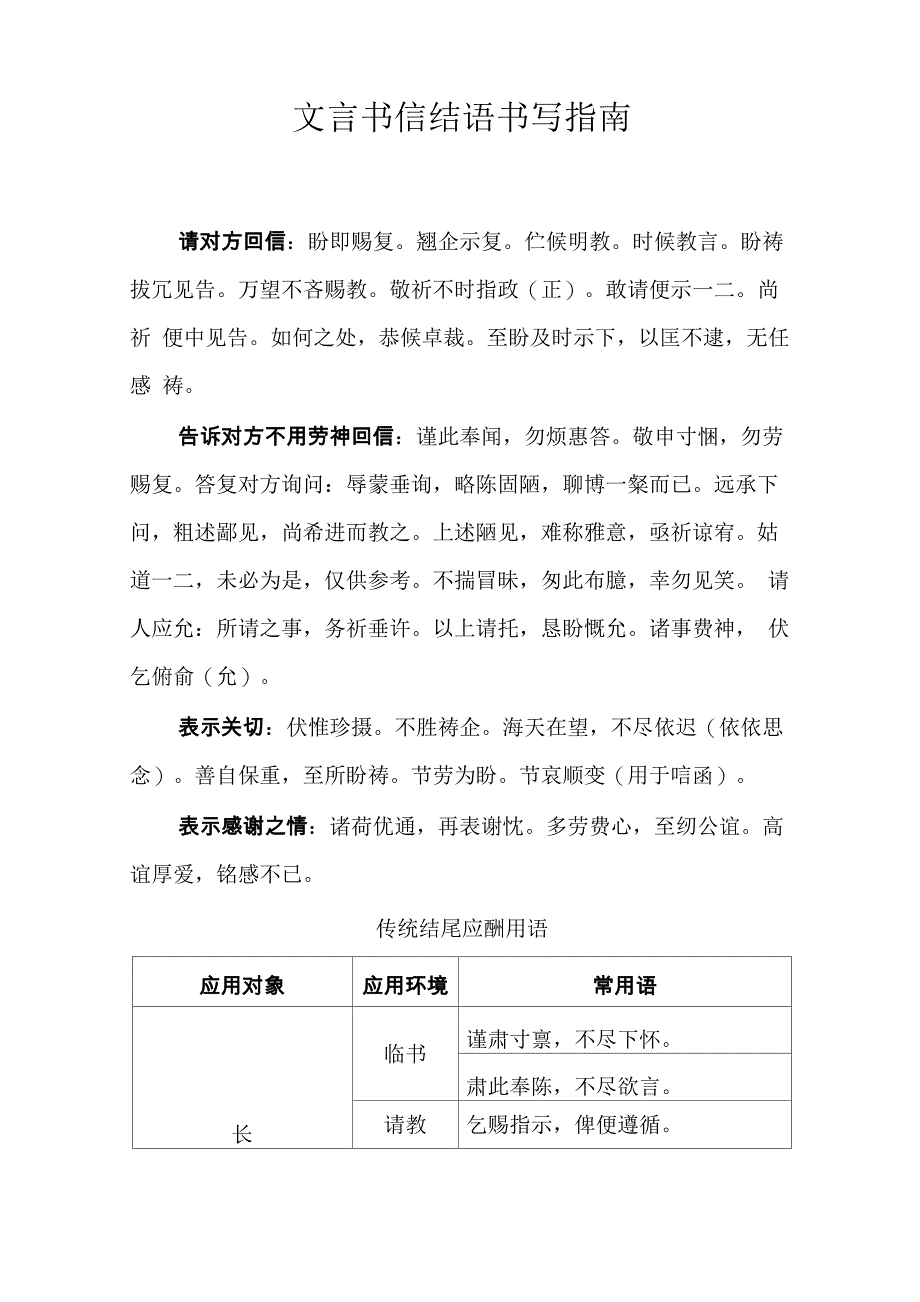 文言书信结语书写指南_第1页