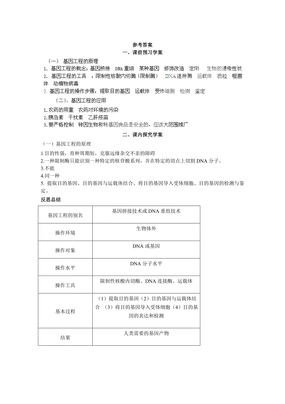 《基因工程及其应用》导学案(教育精品)_第4页