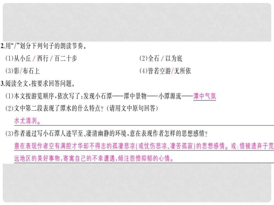 中考语文 基础训练 默写十二 45《小石潭记》复习课件_第5页