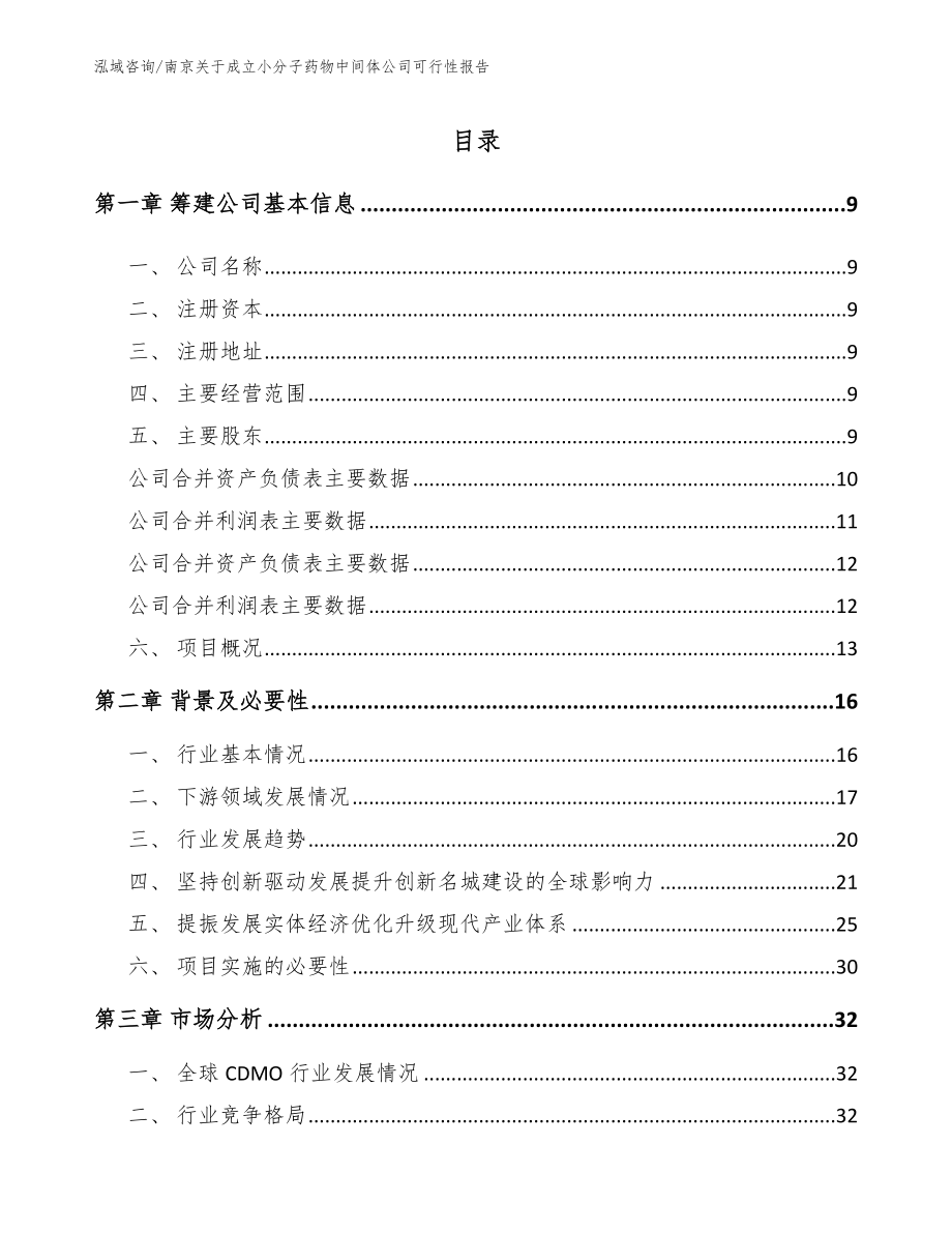 南京关于成立小分子药物中间体公司可行性报告_模板范本_第2页