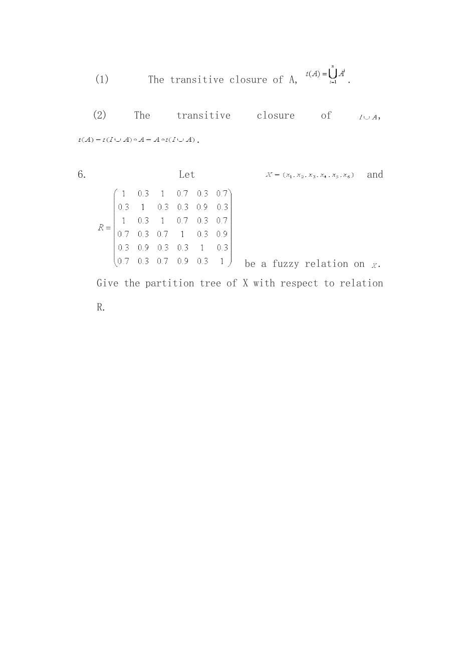 模糊数学练习题(聊城大学期末考试)（精品）_第5页
