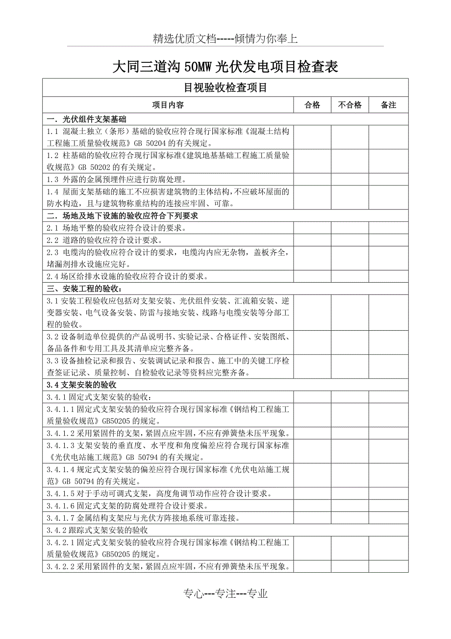 光伏发电系统试运行前验收检查表_第1页