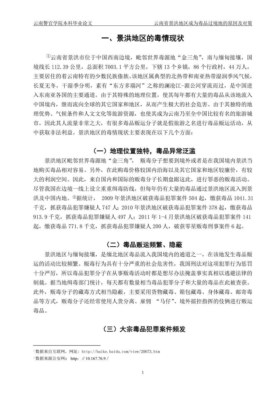 正文云南省景洪毒品过境问题成因及对策_第5页