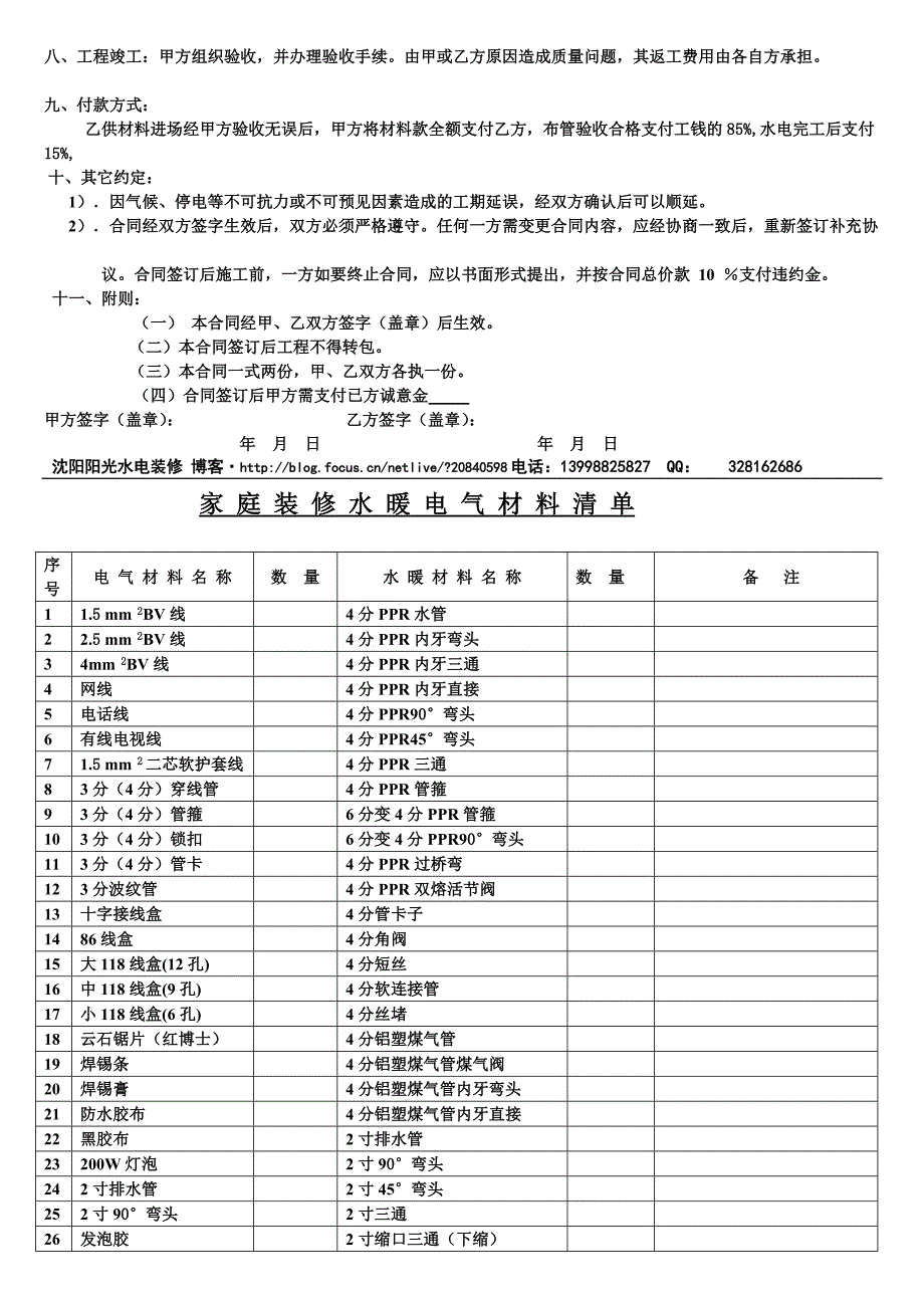 [教材]家庭装修水电材料清单及水电装修合同_第2页