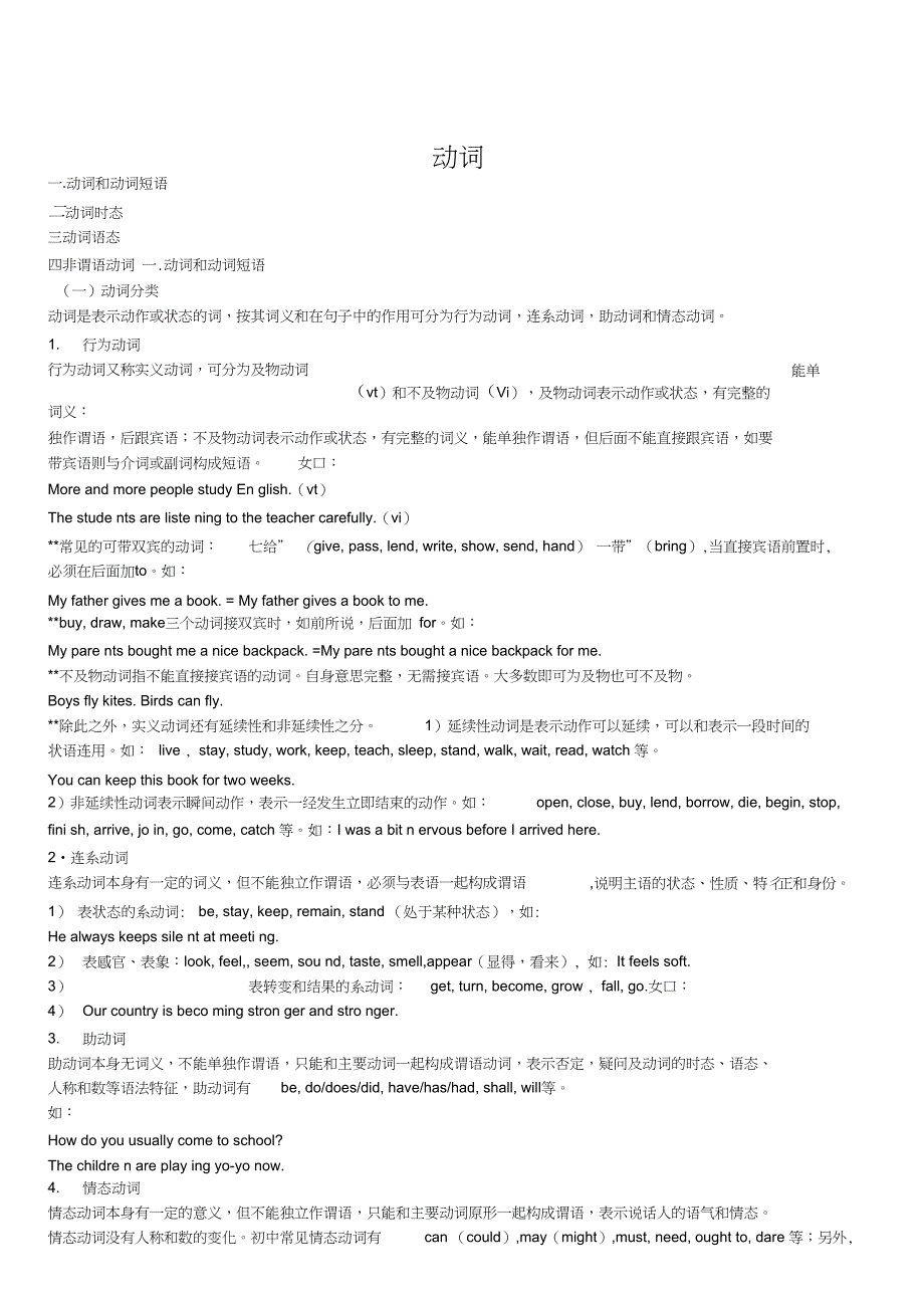 初中语法动词讲解_第1页