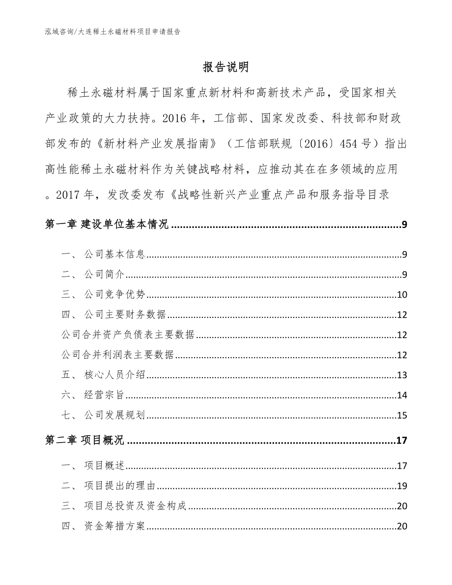 大连稀土永磁材料项目申请报告_第2页