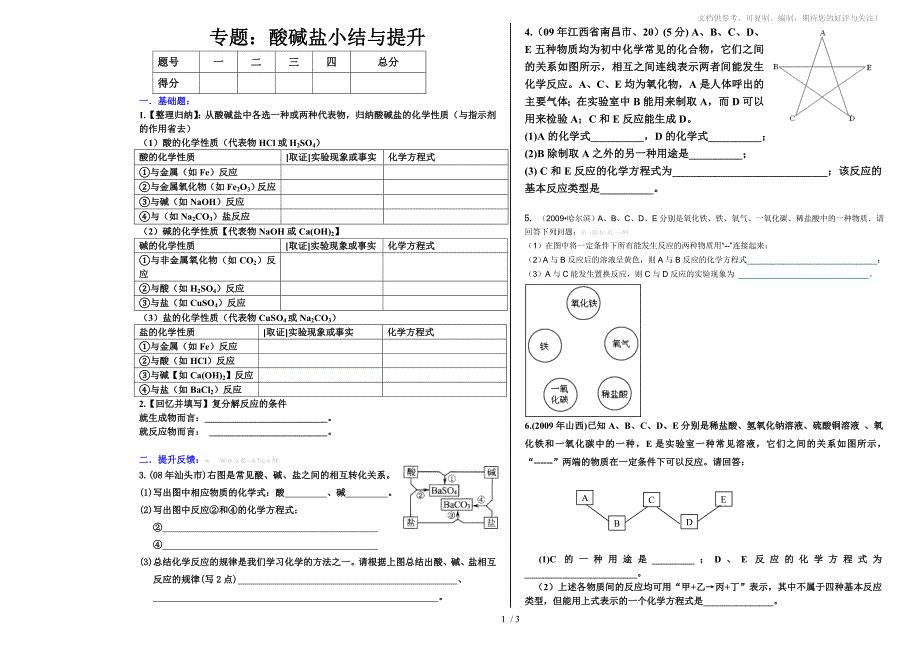 2013年中考化学(人教版)总复习酸碱盐专题