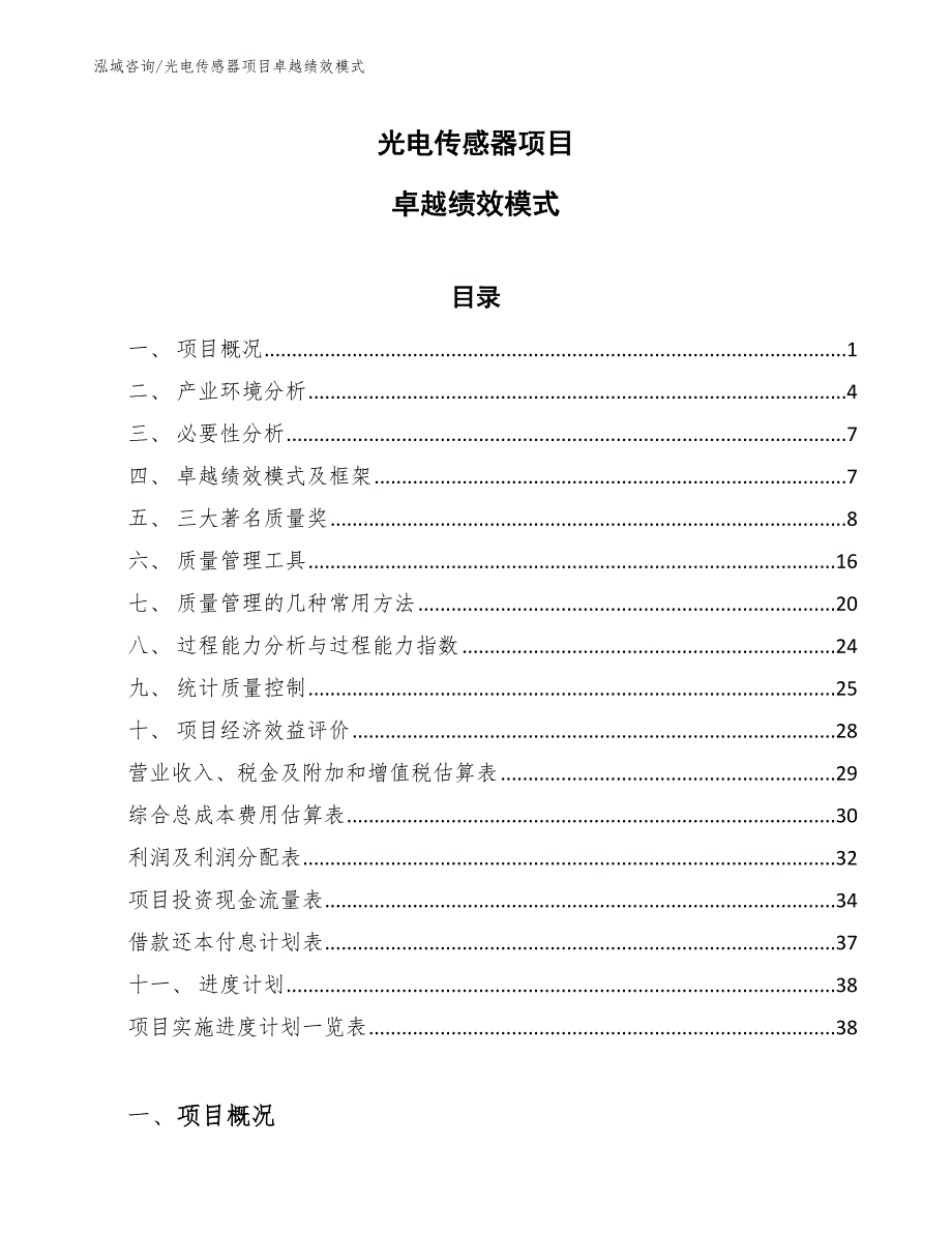 光电传感器项目卓越绩效模式_第1页