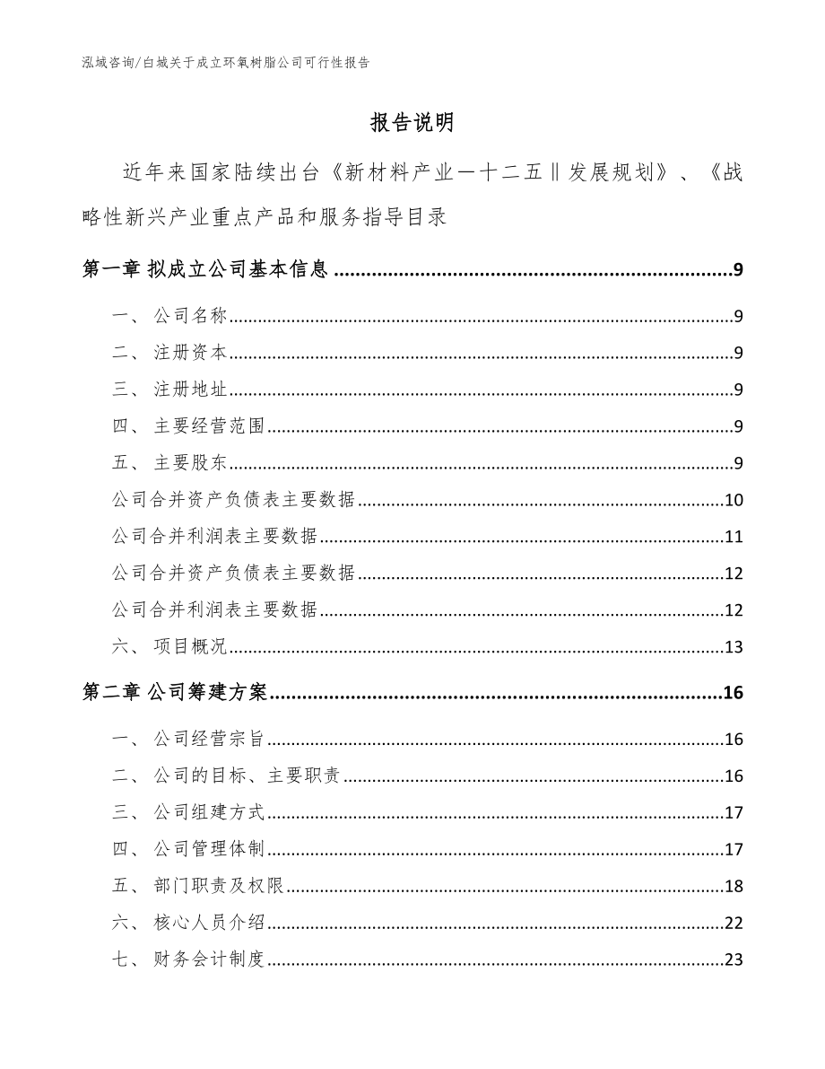 白城关于成立环氧树脂公司可行性报告【模板参考】_第2页