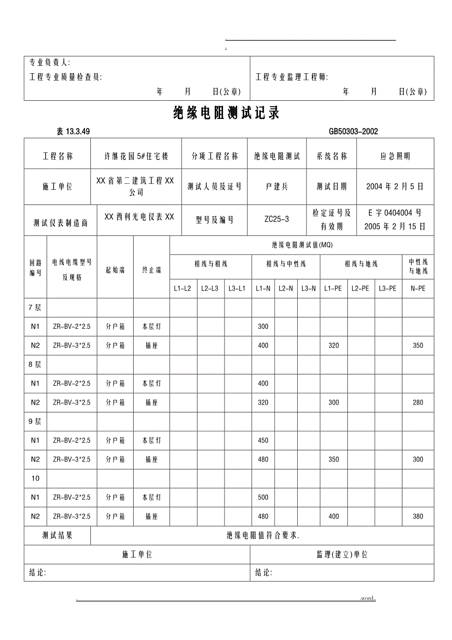 绝缘电阻测试记录_第4页