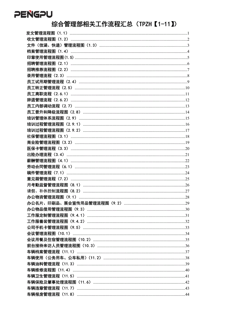 行政人事日常工作流程图表汇总.doc_第1页