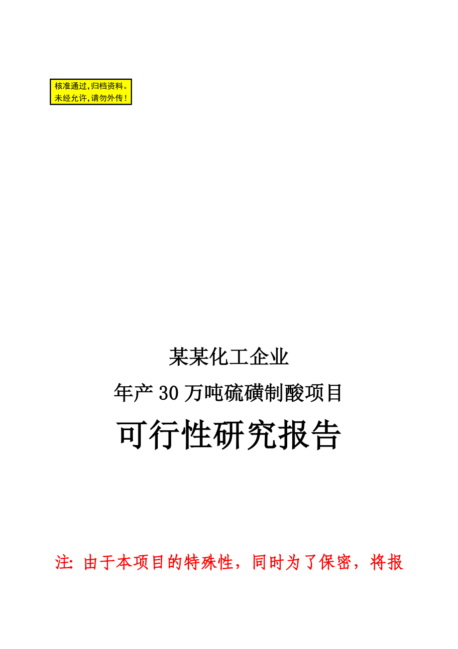 某某化工企业年产30万吨硫磺制酸项目可行性研究报告_第1页