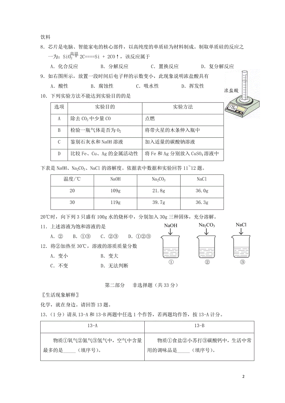 北京市房山区九年级化学下学期期中试题061312_第2页