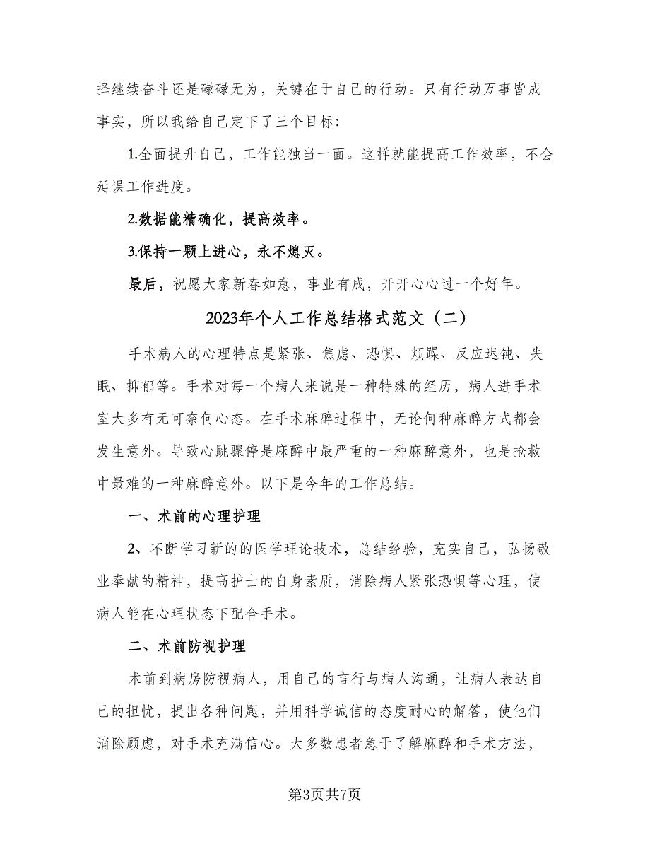 2023年个人工作总结格式范文（三篇）_第3页