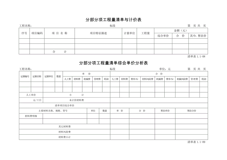 工程量清单表格组成_第4页