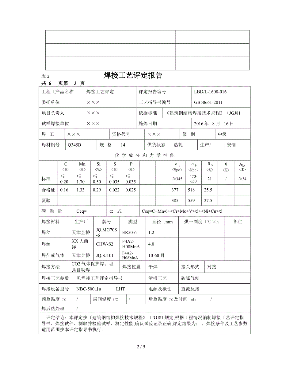 建筑钢筋结构焊接工艺评定报告_第2页