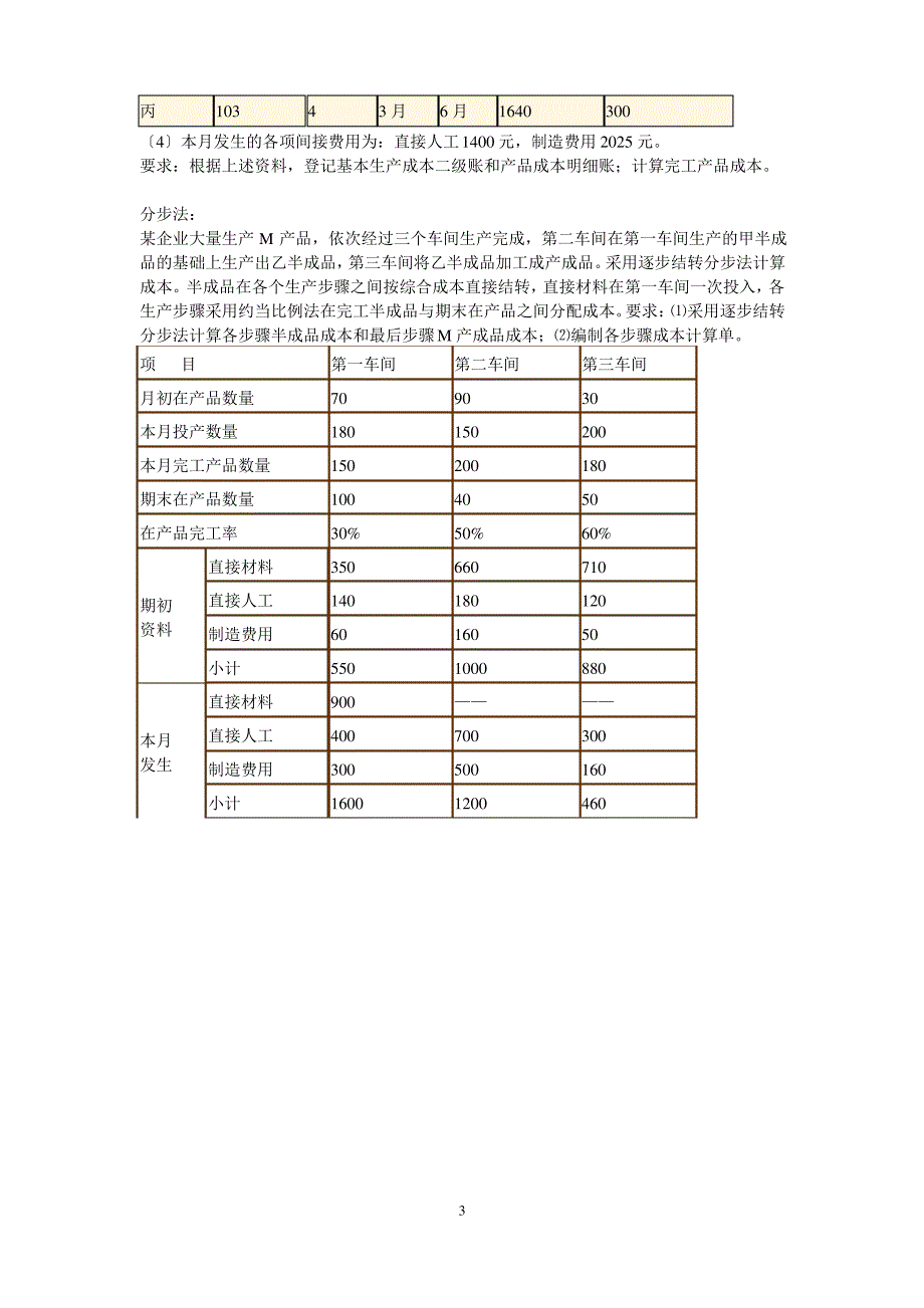 成本会计实训材料_第3页