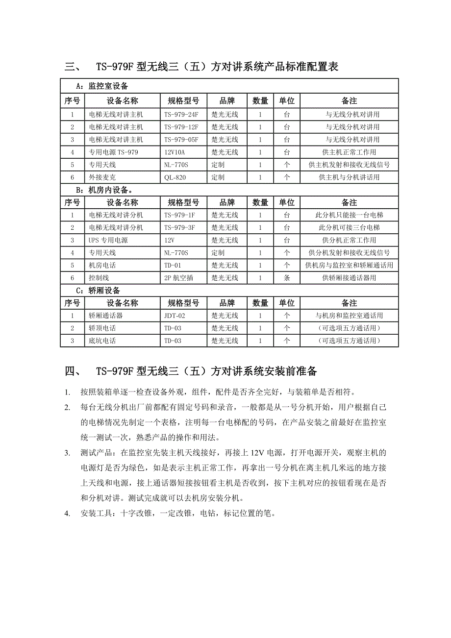 楚光金典电梯无线FM调频全双工方案_第3页