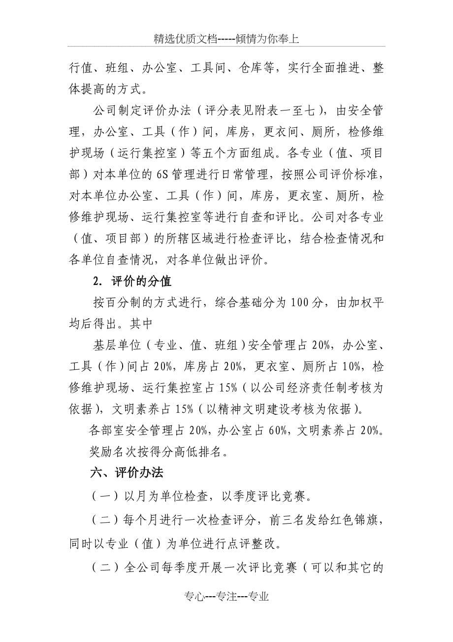 6S管理检查评价标准及办法_第5页