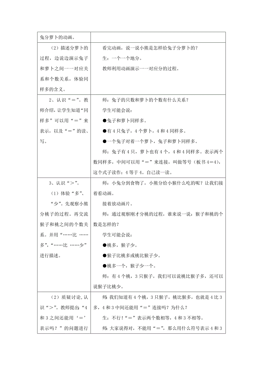 2022年一年级数学上册 第2单元《10以内数的认识》（认识＞_＝_＜）教案 （新版）冀教版_第2页