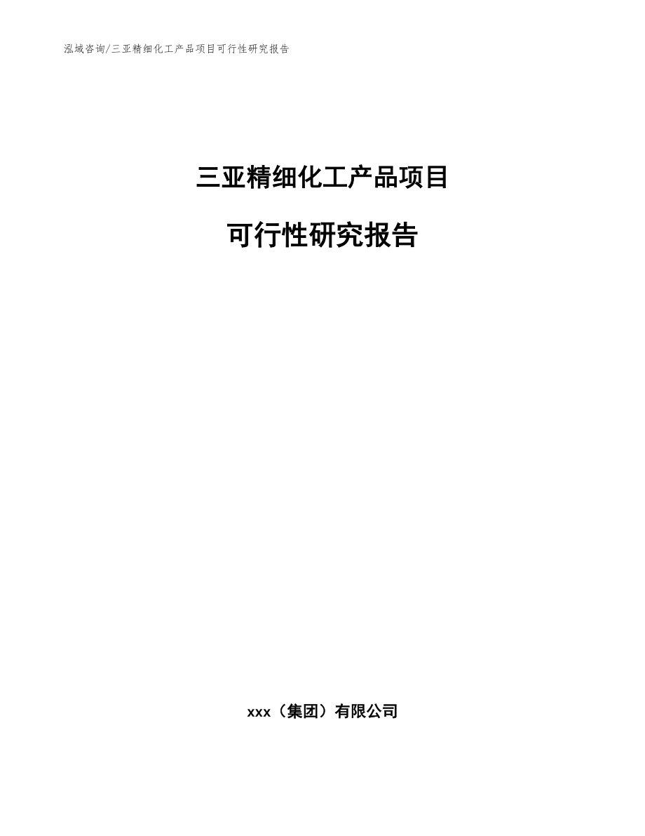 三亚精细化工产品项目可行性研究报告（模板范本）_第1页