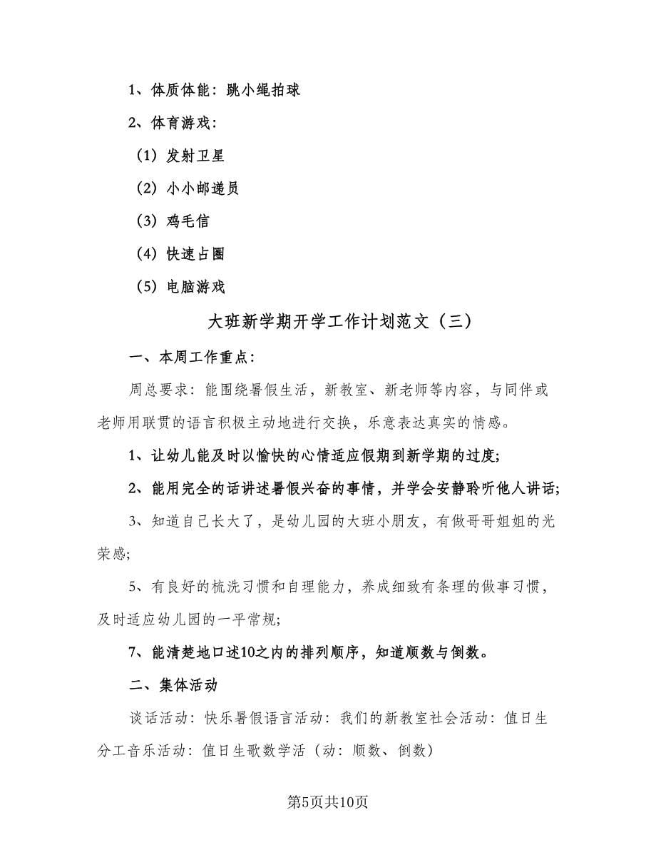 大班新学期开学工作计划范文（四篇）.doc_第5页