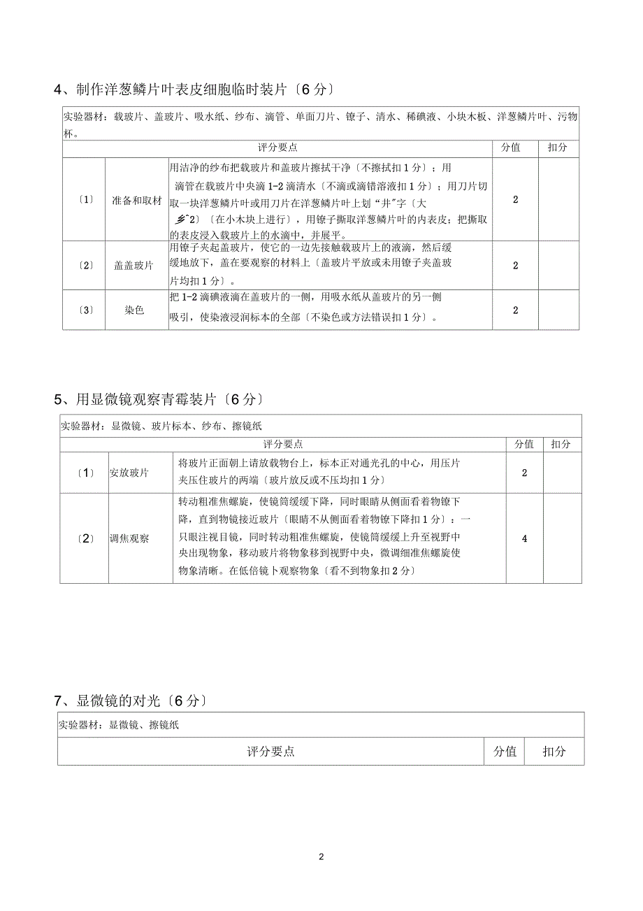 2017年河南省中招实验操作考试操作标准_第2页