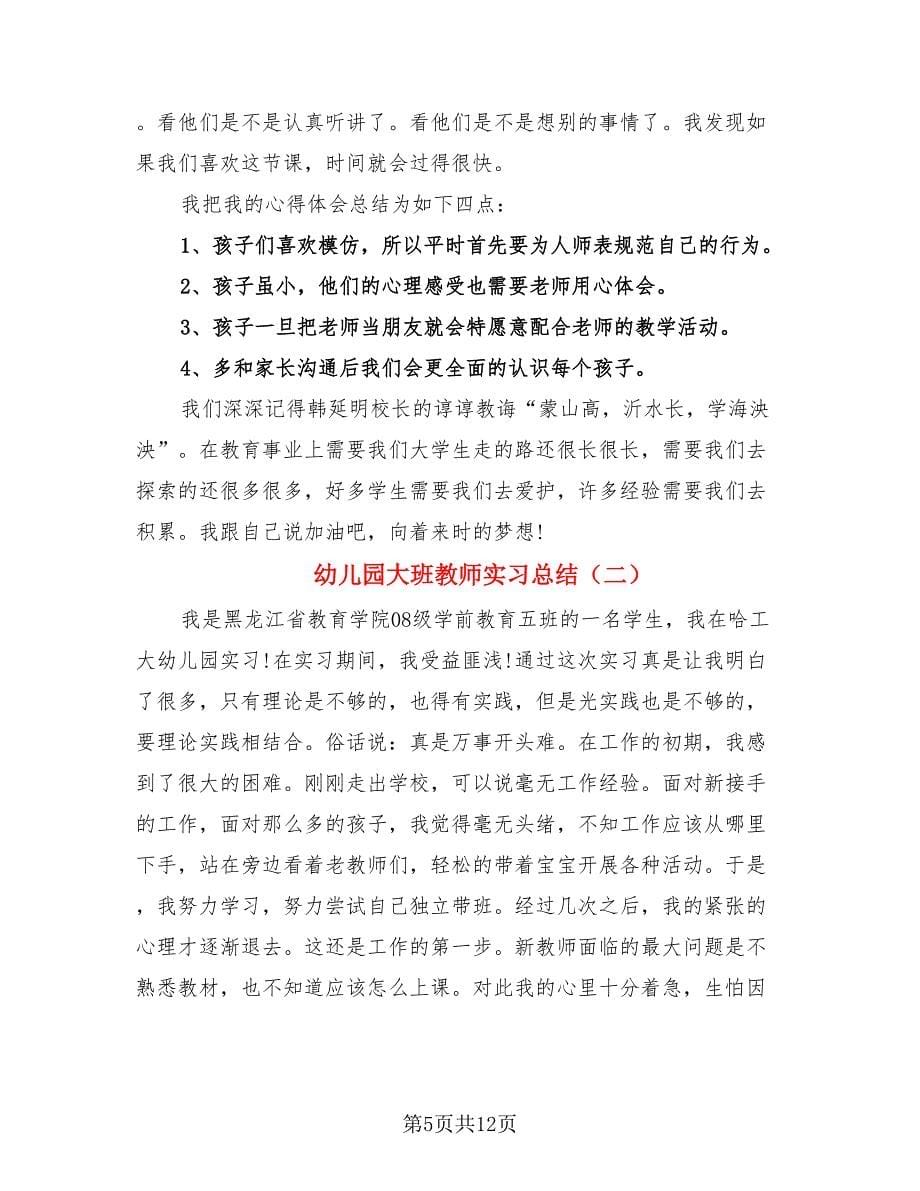 幼儿园大班教师实习总结.doc_第5页