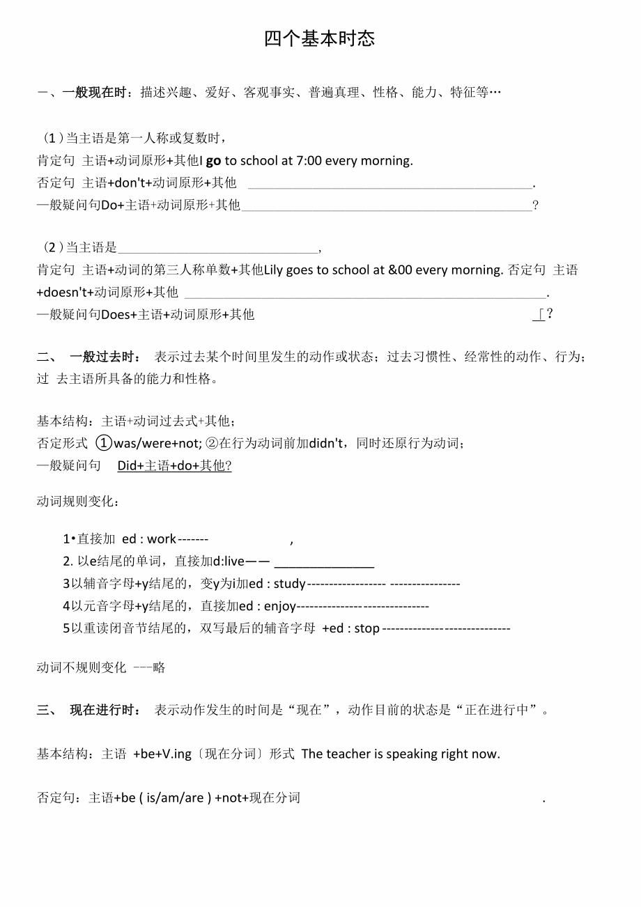 四个基本时态+句型转换练习_第1页