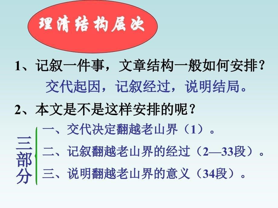 苏教版八年级语文上册一单元长征之歌三老山界研讨课件27_第5页