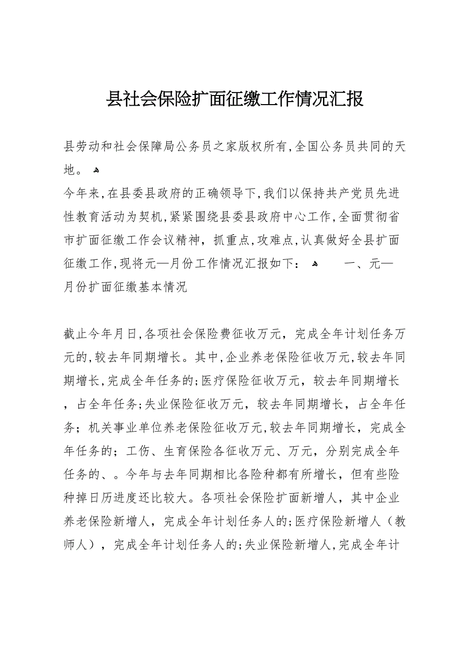 县社会保险扩面征缴工作情况_第1页