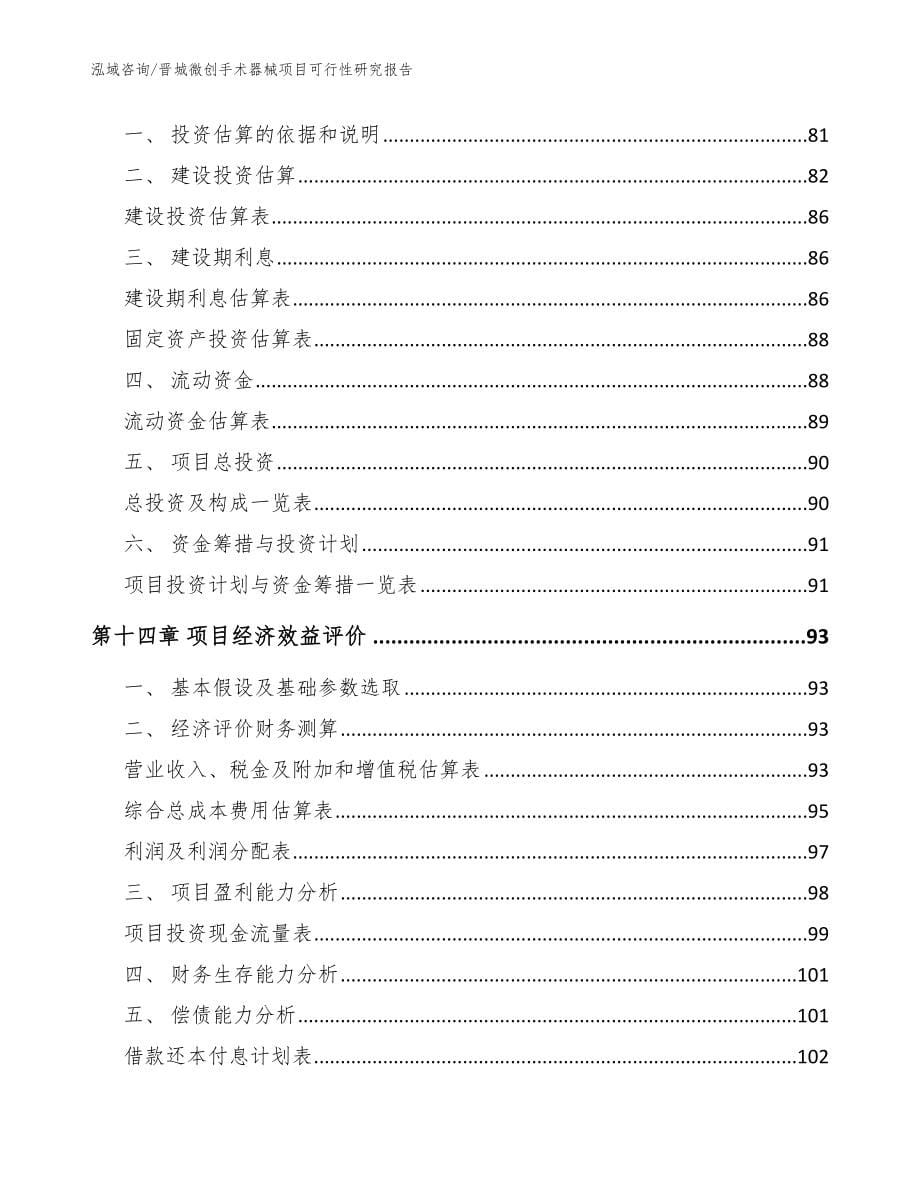 晋城微创手术器械项目可行性研究报告_范文模板_第5页