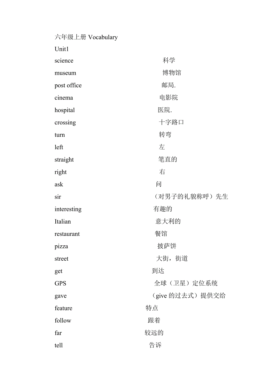 PEP六年级上册单词表_第1页