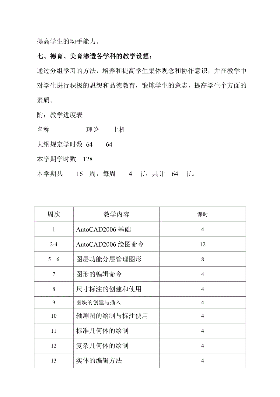 CAD课程教学计划_第4页