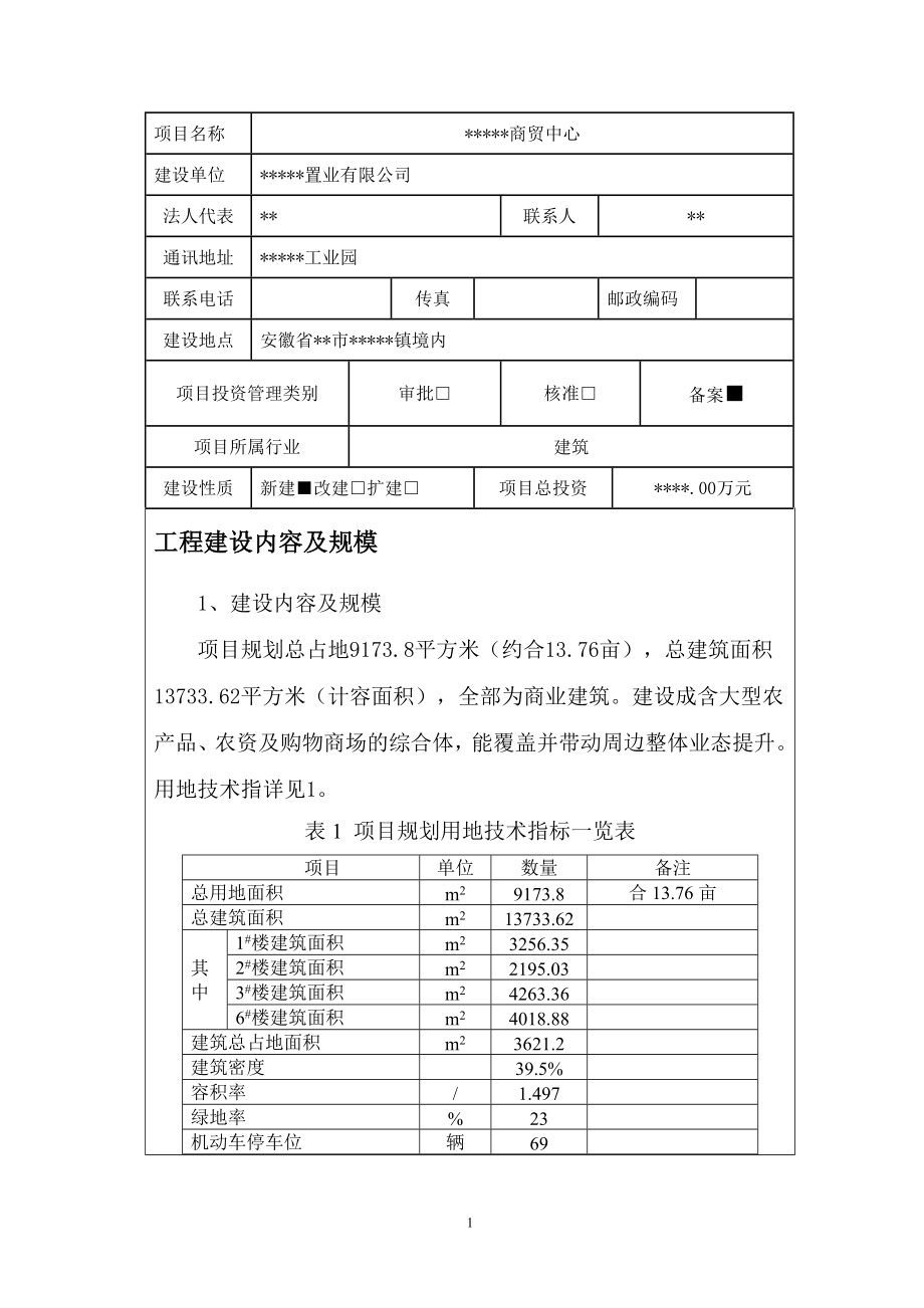 商贸中心建设项目节能报告表_第1页