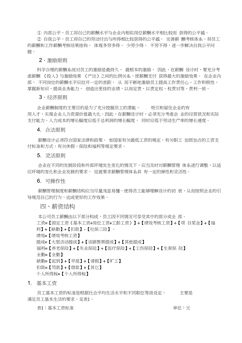 小规模文化传媒公司薪酬管理制度_第2页