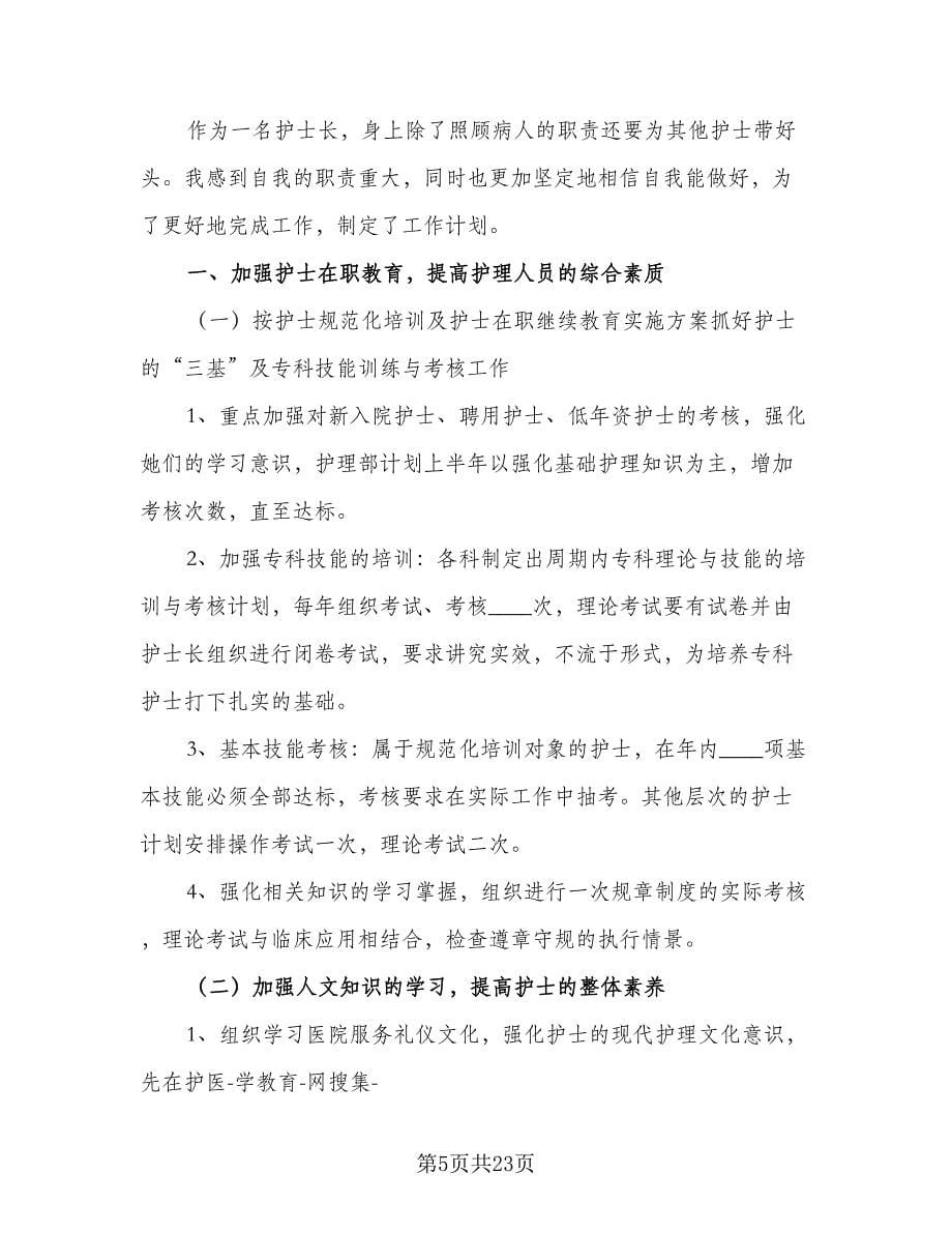 2023年护士长个人年度工作计划标准范本（七篇）.doc_第5页