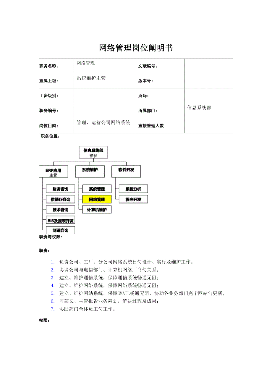 理想科学公司网络管理岗位专项说明书_第1页