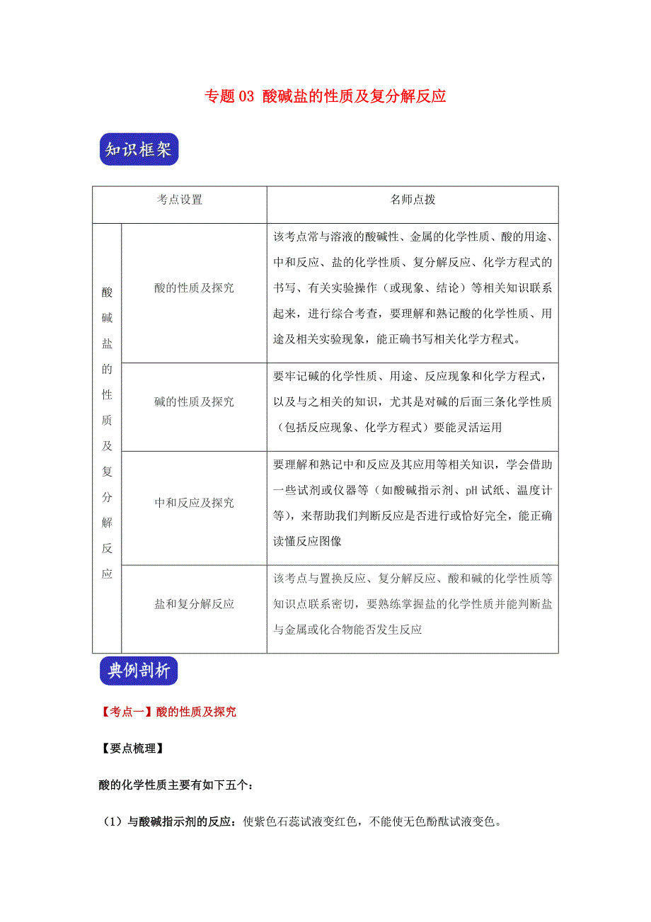 2023学年中考化学压轴题讲练测专题03酸碱盐的性质及复分解反应讲练含解析.docx_第1页