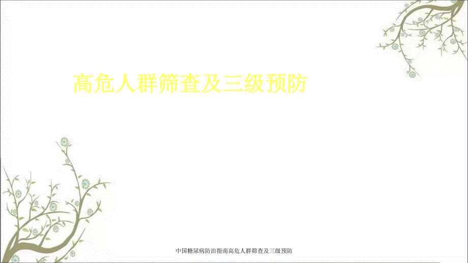 中国糖尿病防治指南高危人群筛查及三级预防_第1页