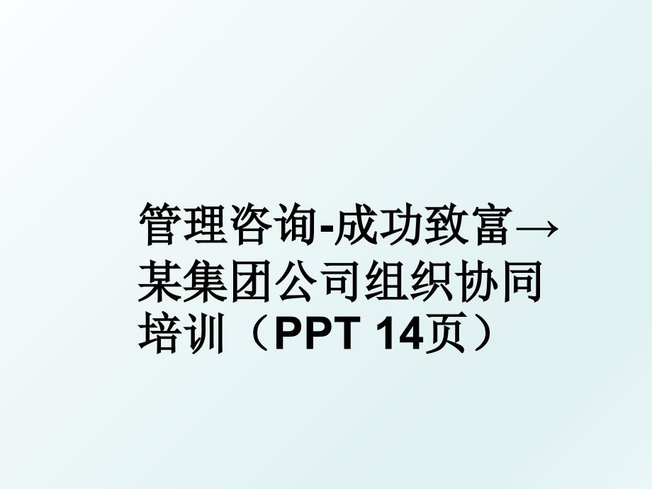 咨询成功致富某集团公司组织协同培训ppt14页_第1页