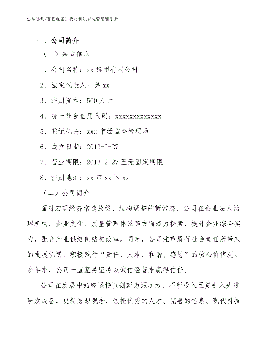 富锂锰基正极材料项目运营管理手册_第3页