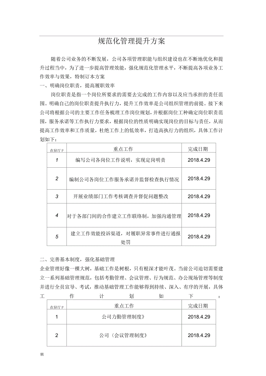 规范化管理提升方案_第1页