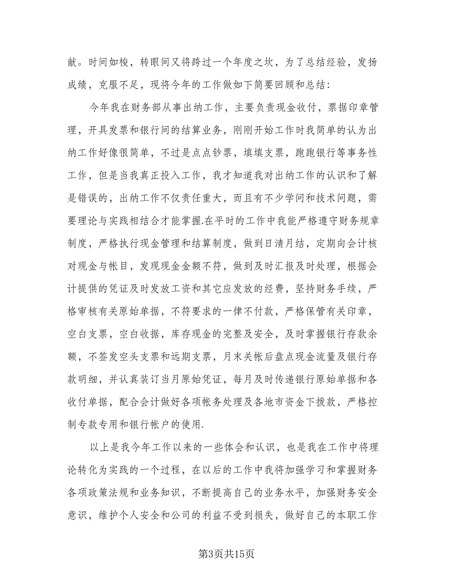 银行出纳工作总结标准模板（六篇）.doc_第3页