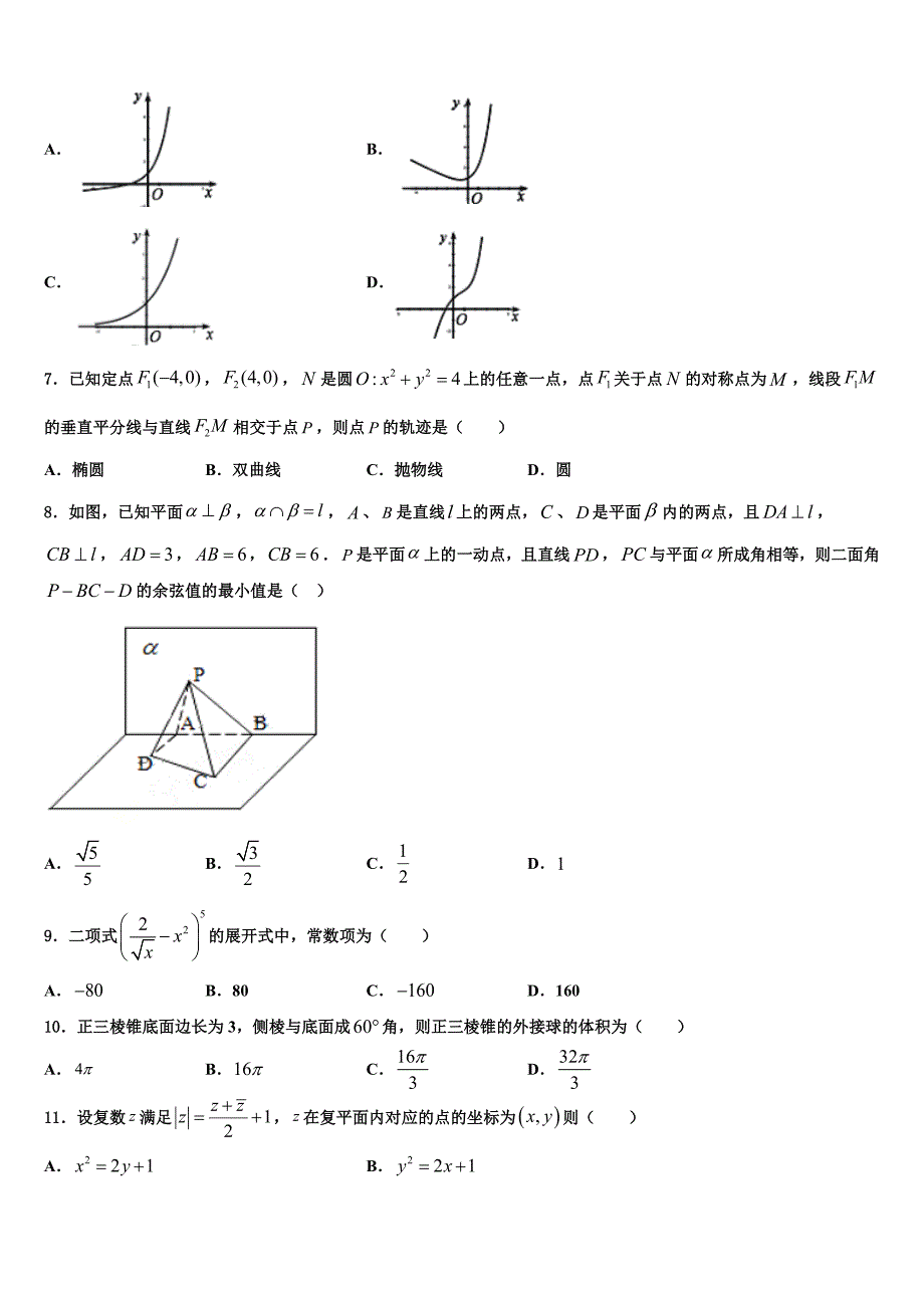 2023学年福建厦门松柏中学高三二诊模拟考试数学试卷（含解析）.doc_第2页