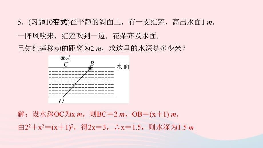 最新八年级数学下册第十七章勾股定理17.1勾股定理第2课时勾股定理的应用作业课件新人教版新人教版初中八年级下册数学课件_第5页