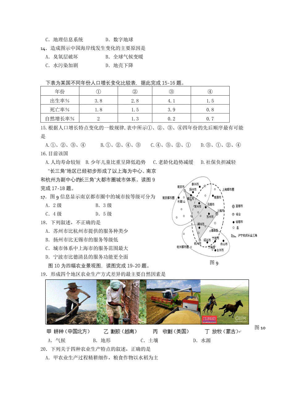 江苏省扬州市高二学业水平测试模拟试卷2地理_第3页