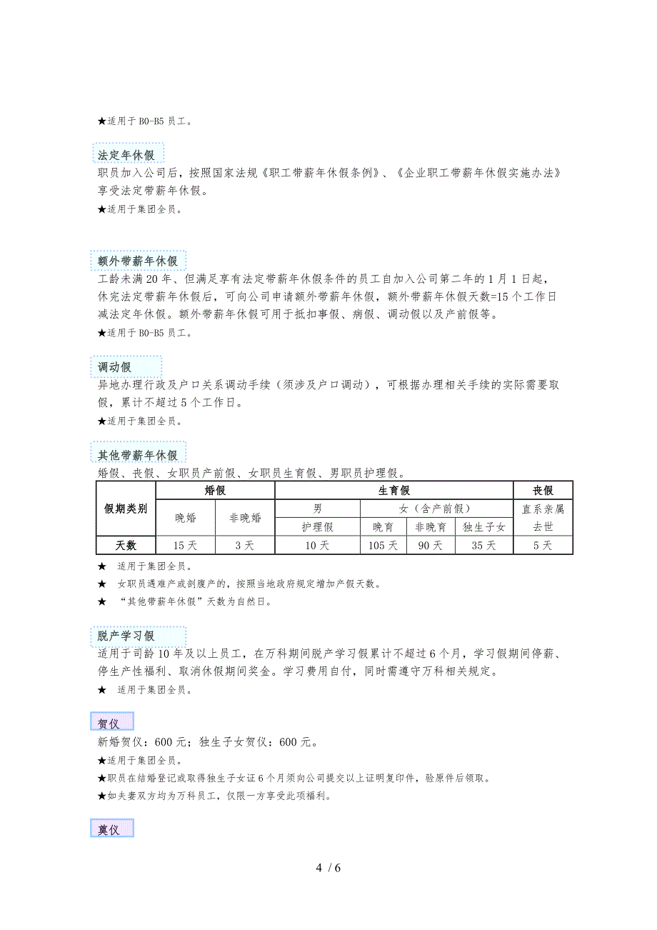 万科集团员工福利手册范本_第4页
