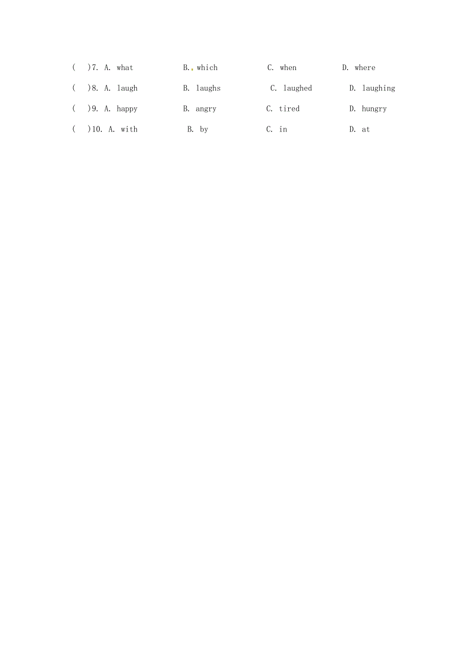 中学七年级英语下册Module9Unit1Heleftschoolandbeganworkattheageof12练习题无答案人教新目标版试题_第4页