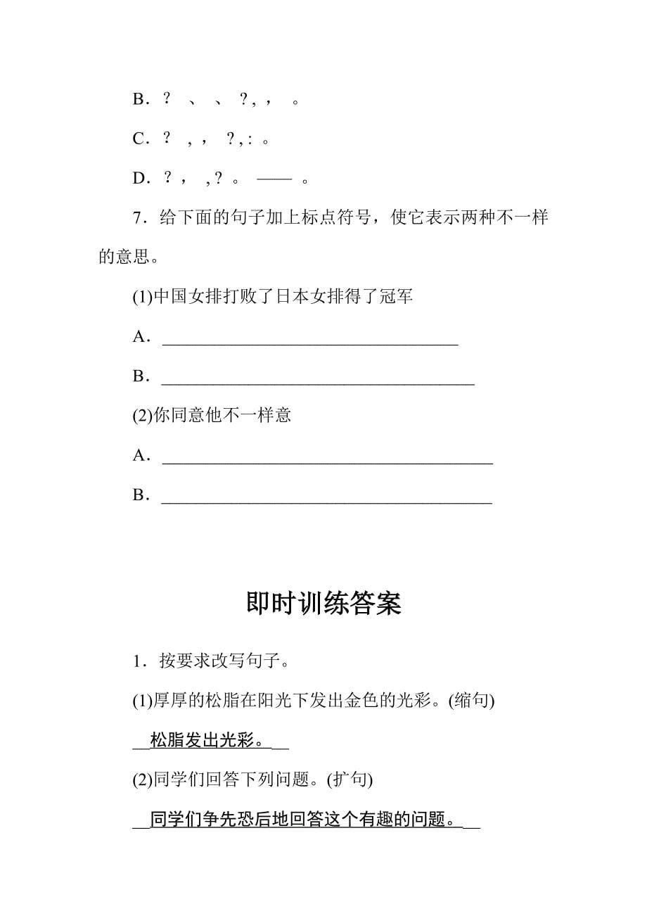 2024年六年级下册语文试题小升初专题总复习专题四句子全国通用含答案_第5页